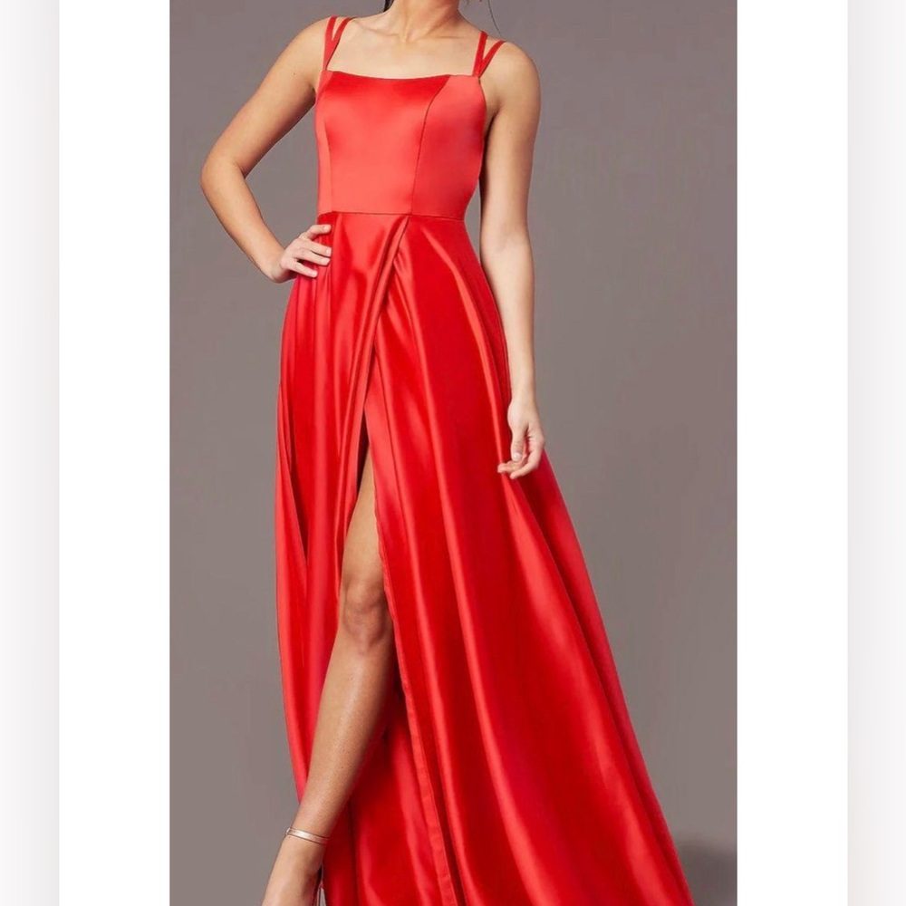 PromGirl Strappy Open Back
Satin Long Prom Dress